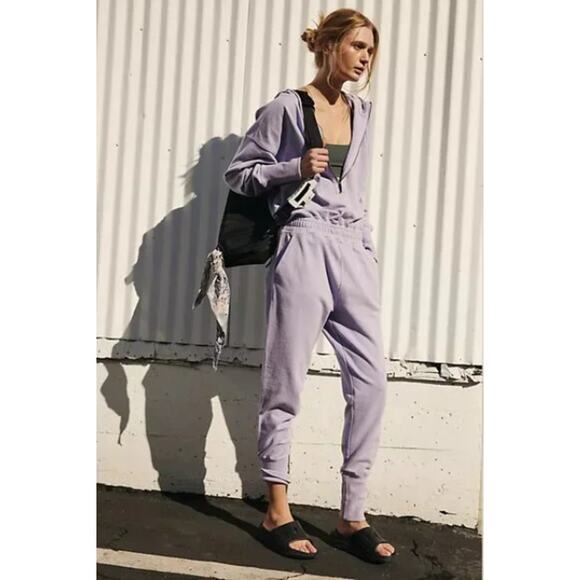 Free People Jumpsuit Medium Training Day One Piece Purple Athleisure Slouchy